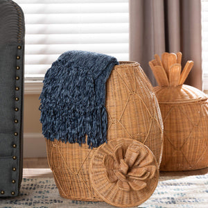 Bali & Pari Pelham Handwoven Rattan Hamper Boho Wicker Storage Basket for Laundry Room Decor