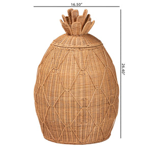 Bali & Pari Pelham Handwoven Rattan Hamper Boho Wicker Storage Basket for Laundry Room Decor