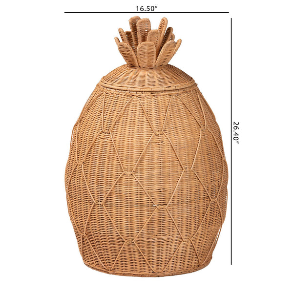 Bali & Pari Pelham Handwoven Rattan Hamper Boho Wicker Storage Basket for Laundry Room Decor