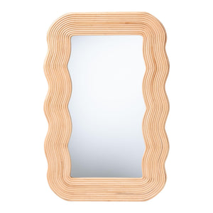 Baxton Studio Bali & Pari Drucilla Handcrafted Rattan Scalloped Boho Wall Mirror for Entryways WS259-Natural Rattan-Mirror