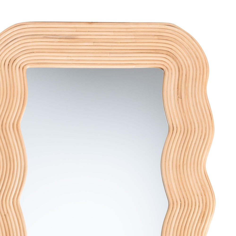 Baxton Studio Bali & Pari Drucilla Handcrafted Rattan Scalloped Boho Wall Mirror for Entryways WS259-Natural Rattan-Mirror