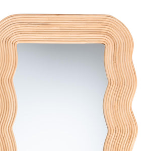 Bali & Pari Drucilla Handcrafted Rattan Scalloped Boho Wall Mirror for Entryways