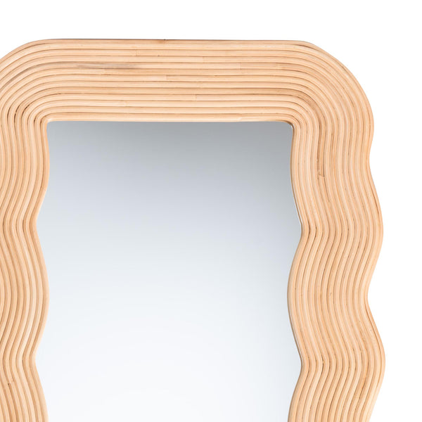 Bali & Pari Drucilla Handcrafted Rattan Scalloped Boho Wall Mirror for Entryways