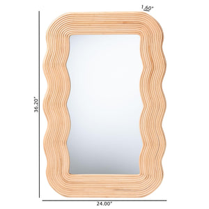Bali & Pari Drucilla Handcrafted Rattan Scalloped Boho Wall Mirror for Entryways