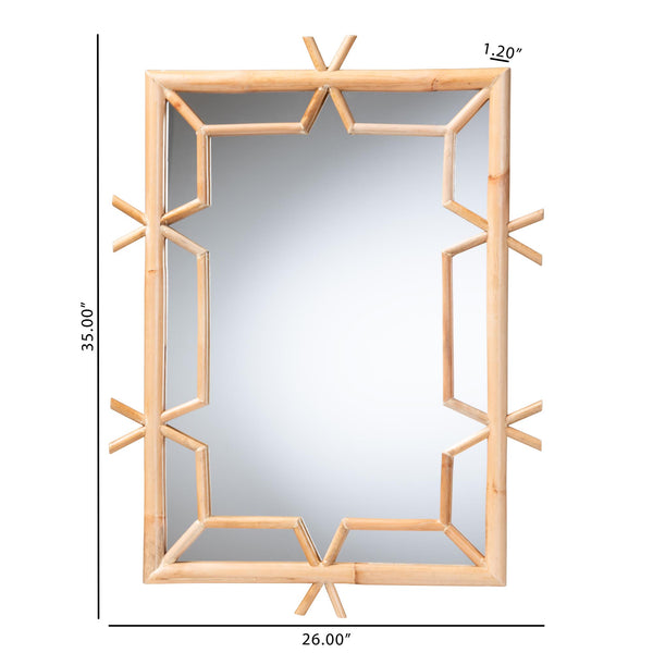 Bali & Pari Jasani Handcrafted Rattan Wall Mirror Bohemian Geometric Artisan Accent