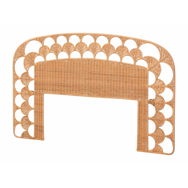 Baxton Studio Bali & Pari Felician Handwoven Rattan King Headboard Boho Coastal Scalloped Fan Design WS270-Honey Ada-Rattan-HB-King