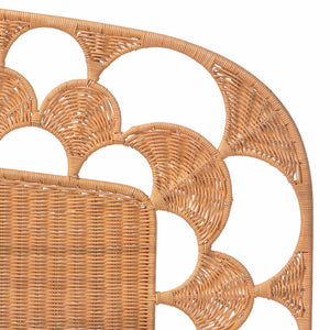Bali & Pari Felician Handwoven Rattan King Headboard Boho Coastal Scalloped Fan Design