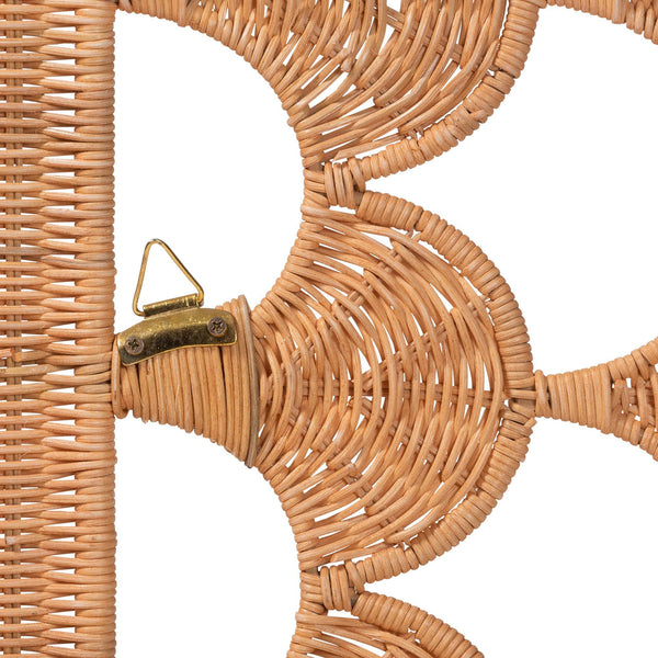 Bali & Pari Felician Handwoven Rattan King Headboard Boho Coastal Scalloped Fan Design