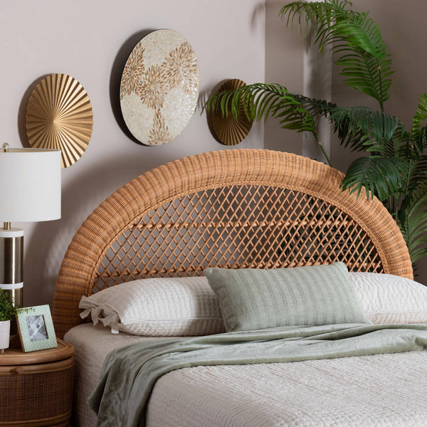 Bali & Pari Harini Handwoven Natural Rattan King Headboard Freestanding Boho Coastal