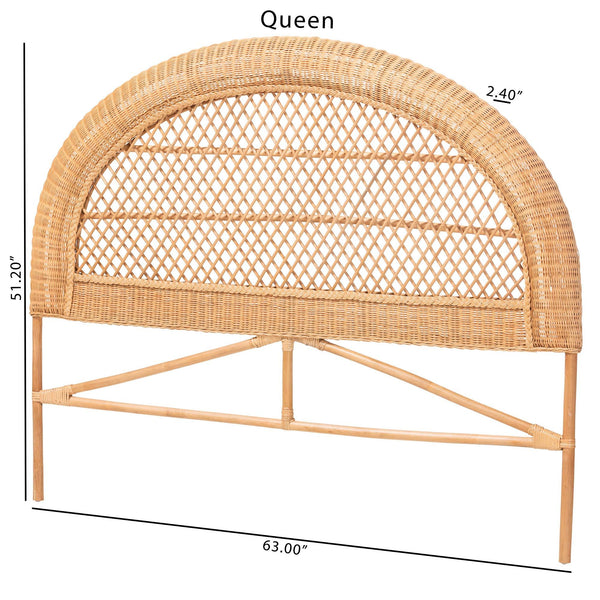 Bali & Pari Harini Handwoven Natural Rattan King Headboard Freestanding Boho Coastal