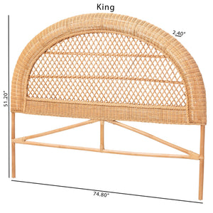 Bali & Pari Harini Handwoven Natural Rattan King Headboard Freestanding Boho Coastal