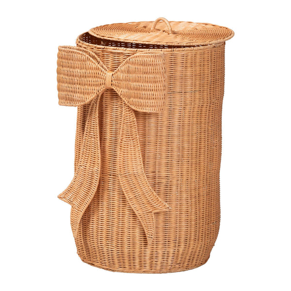 Bali & Pari Creusa Handcrafted Rattan Laundry Basket Tall Bohemian Storage