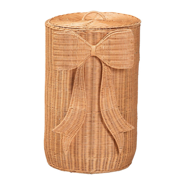 Bali & Pari Creusa Handcrafted Rattan Laundry Basket Tall Bohemian Storage