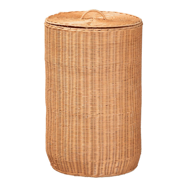 Bali & Pari Creusa Handcrafted Rattan Laundry Basket Tall Bohemian Storage