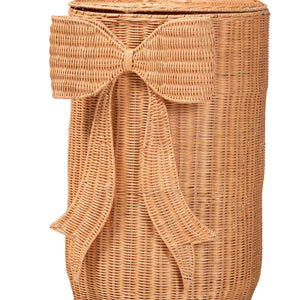 Bali & Pari Creusa Handcrafted Rattan Laundry Basket Tall Bohemian Storage