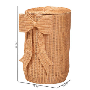 Bali & Pari Creusa Handcrafted Rattan Laundry Basket Tall Bohemian Storage