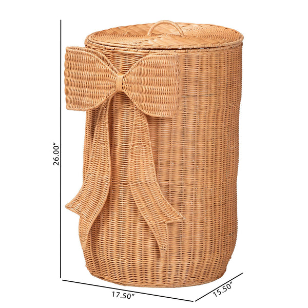 Bali & Pari Creusa Handcrafted Rattan Laundry Basket Tall Bohemian Storage