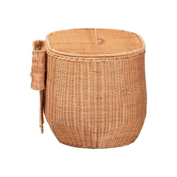 Bali & Pari Creusa Handcrafted Rattan Laundry Basket Boho Bow Accent Wide Storage