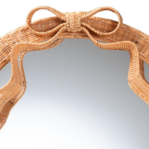 Bali & Pari Creusa Handcrafted Rattan Arch Wall Mirror with Woven Bow Accent