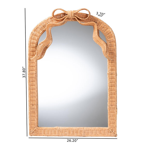Bali & Pari Creusa Handcrafted Rattan Arch Wall Mirror with Woven Bow Accent