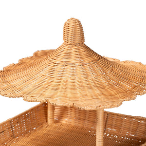 Bali & Pari Asante Handwoven Rattan Pagoda Shelf Three Open Tiers Boho Living
