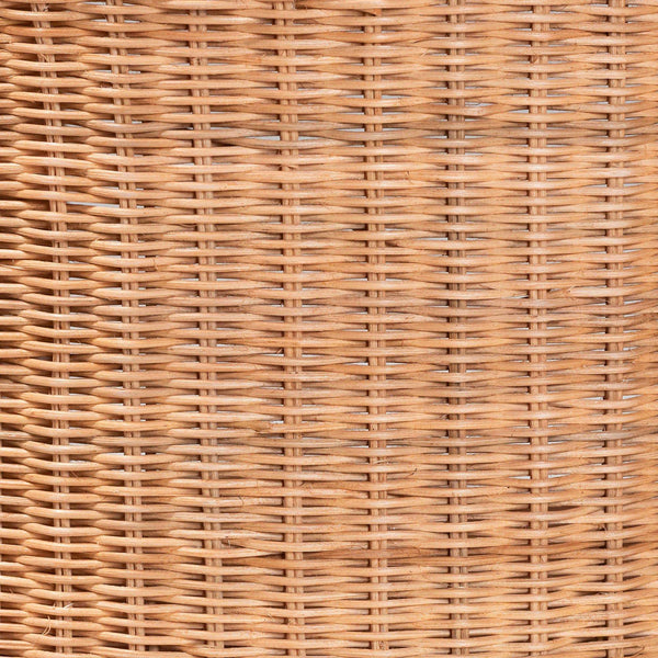 Bali & Pari Dorielle Handwoven Rattan Round Pedestal End Table with Open Shelves