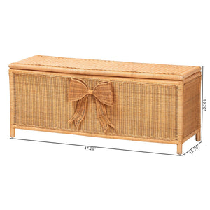 Bali & Pari Creusa Handcrafted Rattan Lift Top Storage Bench with Woven Bow