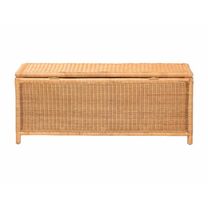 Bali & Pari Creusa Handcrafted Rattan Lift Top Storage Bench with Woven Bow