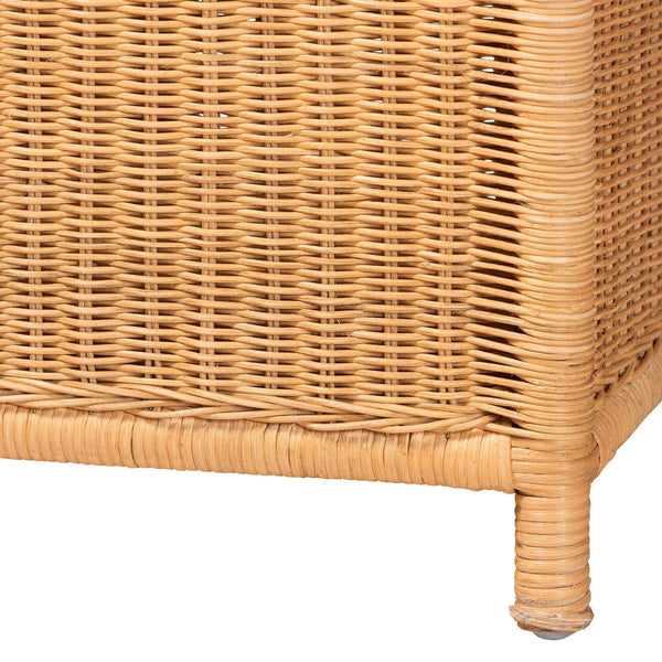 Bali & Pari Creusa Handcrafted Rattan Lift Top Storage Bench with Woven Bow