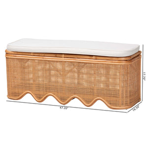 Bali & Pari Rivka Handcrafted Rattan Lift Top Storage Bench with Scalloped Skirt