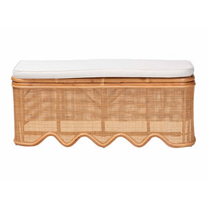 Bali & Pari Rivka Handcrafted Rattan Lift Top Storage Bench with Scalloped Skirt