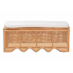 Bali & Pari Rivka Handcrafted Rattan Lift Top Storage Bench with Scalloped Skirt