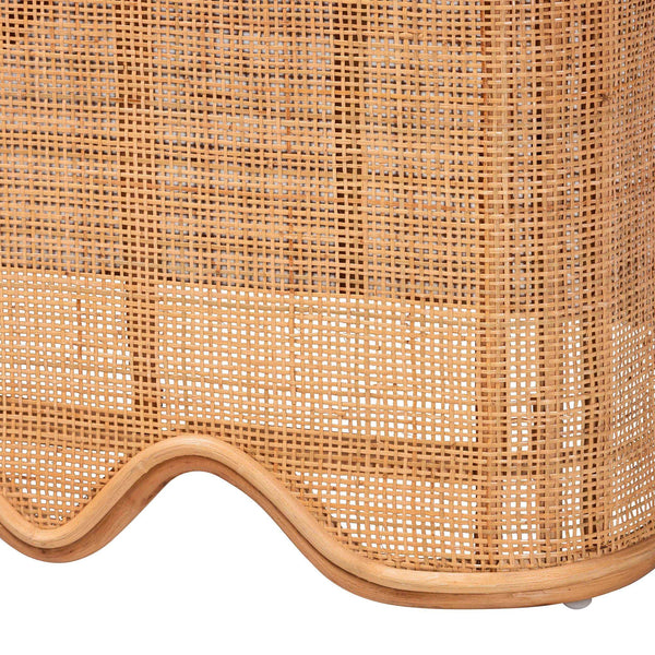 Bali & Pari Rivka Handcrafted Rattan Lift Top Storage Bench with Scalloped Skirt