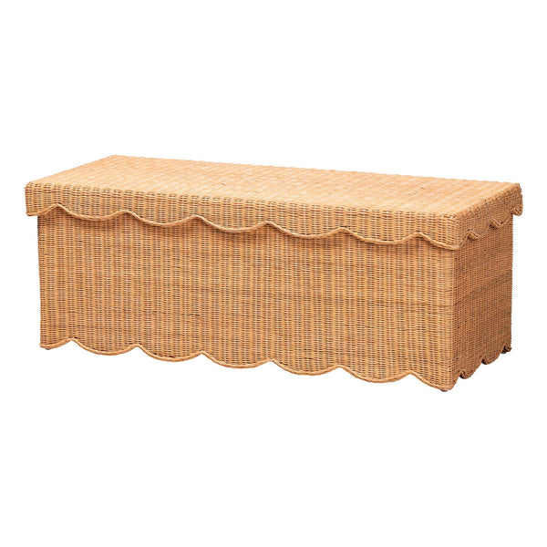 Baxton Studio Bali & Pari Yoselin Handcrafted Rattan Lift Top Storage Bench Boho Coastal Entryway WS297-Large-Honey Ada Rattan-Bench
