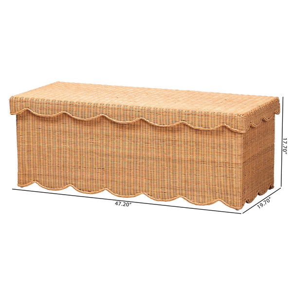 Bali & Pari Yoselin Handcrafted Rattan Lift Top Storage Bench Boho Coastal Entryway