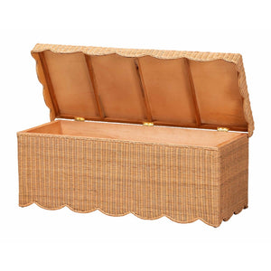 Bali & Pari Yoselin Handcrafted Rattan Lift Top Storage Bench Boho Coastal Entryway