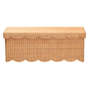 Bali & Pari Yoselin Handcrafted Rattan Lift Top Storage Bench Boho Coastal Entryway