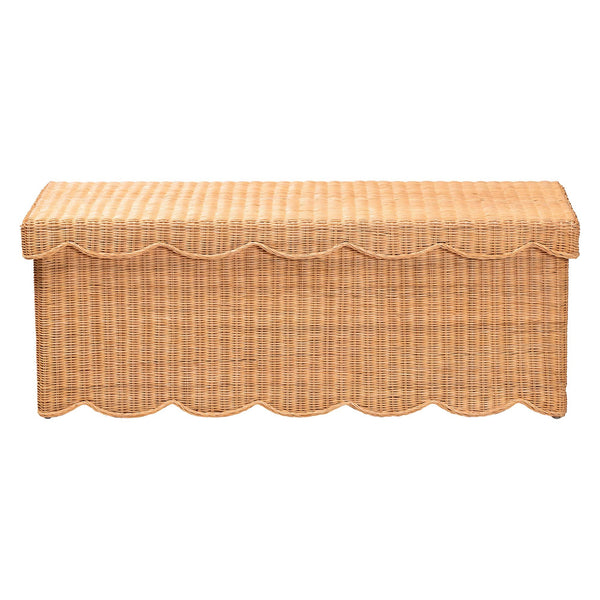 Bali & Pari Yoselin Handcrafted Rattan Lift Top Storage Bench Boho Coastal Entryway