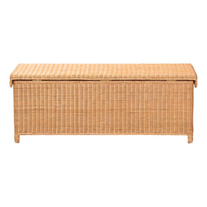 Bali & Pari Yoselin Handcrafted Rattan Lift Top Storage Bench Boho Coastal Entryway