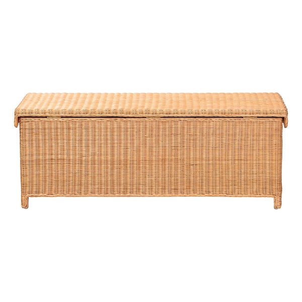 Bali & Pari Yoselin Handcrafted Rattan Lift Top Storage Bench Boho Coastal Entryway