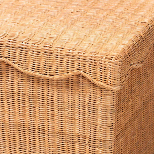 Bali & Pari Yoselin Handcrafted Rattan Lift Top Storage Bench Boho Coastal Entryway