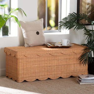 Bali & Pari Yoselin Handcrafted Rattan Lift Top Storage Bench Boho Coastal Entryway