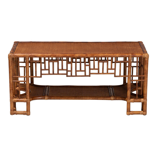 Bali & Pari Tahlia Handcrafted Rattan Living Room Coffee Table with Storage Shelf