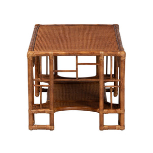 Bali & Pari Tahlia Handcrafted Rattan Living Room Coffee Table with Storage Shelf