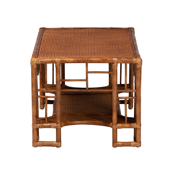 Bali & Pari Tahlia Handcrafted Rattan Living Room Coffee Table with Storage Shelf