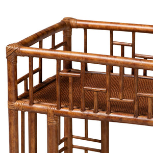 Bali & Pari Tahlia Handcrafted Natural Rattan Bar Cart with Tortoise Finish Open Shelves