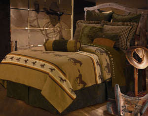 Hiend Accents Ocala 2 Bedding Set - Equestrian-inspired Luxury Ensemble With Galloping Horses For Stylish Bedrooms Brown,Tan Polyester Ws3009-sk-oc