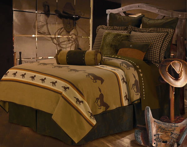 Hiend Accents Ocala 2 Bedding Set - Equestrian-inspired Luxury Ensemble With Galloping Horses For Stylish Bedrooms Brown,Tan Polyester Ws3009-sk-oc