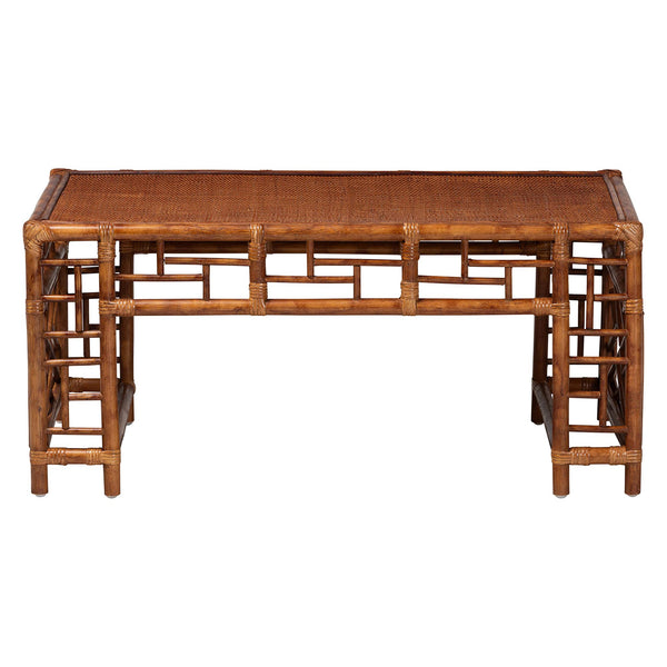 Bali & Pari Wahid Handcrafted Natural Rattan Coffee Table with Woven Tortoise Finish