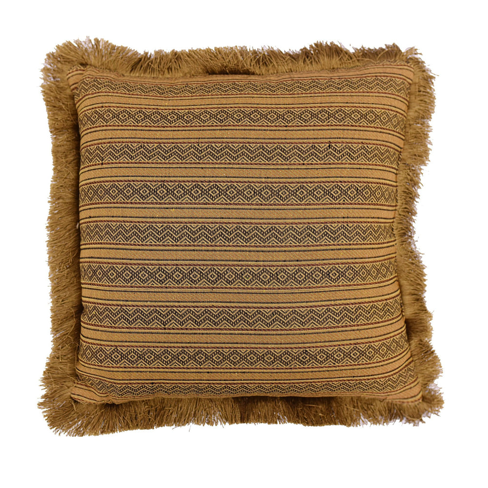 Hiend Accents Sw Matching Fringe Pillow - Elevate Your Decor With Luxurious Gold And Chocolate Geometric Design Tan  Ws3010p4b